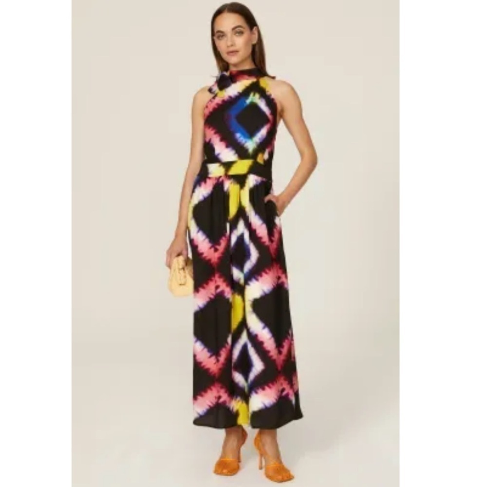 Busayo Rainbow Tie Dye Halter Sleeveless Maxi Dress